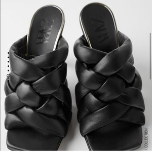 ZARA Puffy Woven Leather Heels (nwt!)